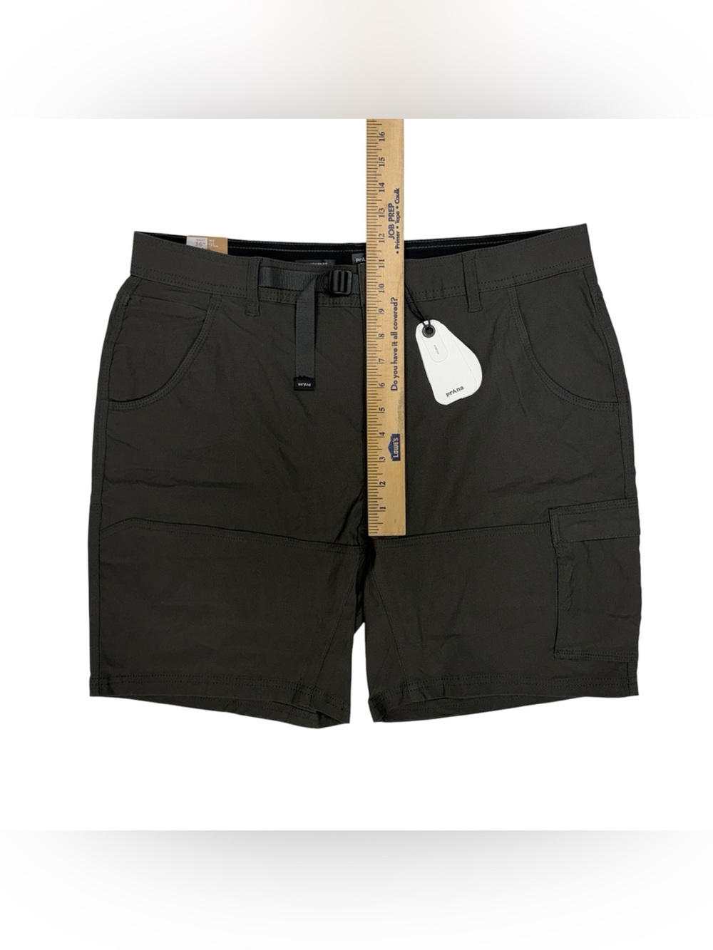 Prana Stretch Zion Short II Men 36 Grey 8” Cargo Trail Belted Outdoor Hiking NEW - Picture 10 of 14